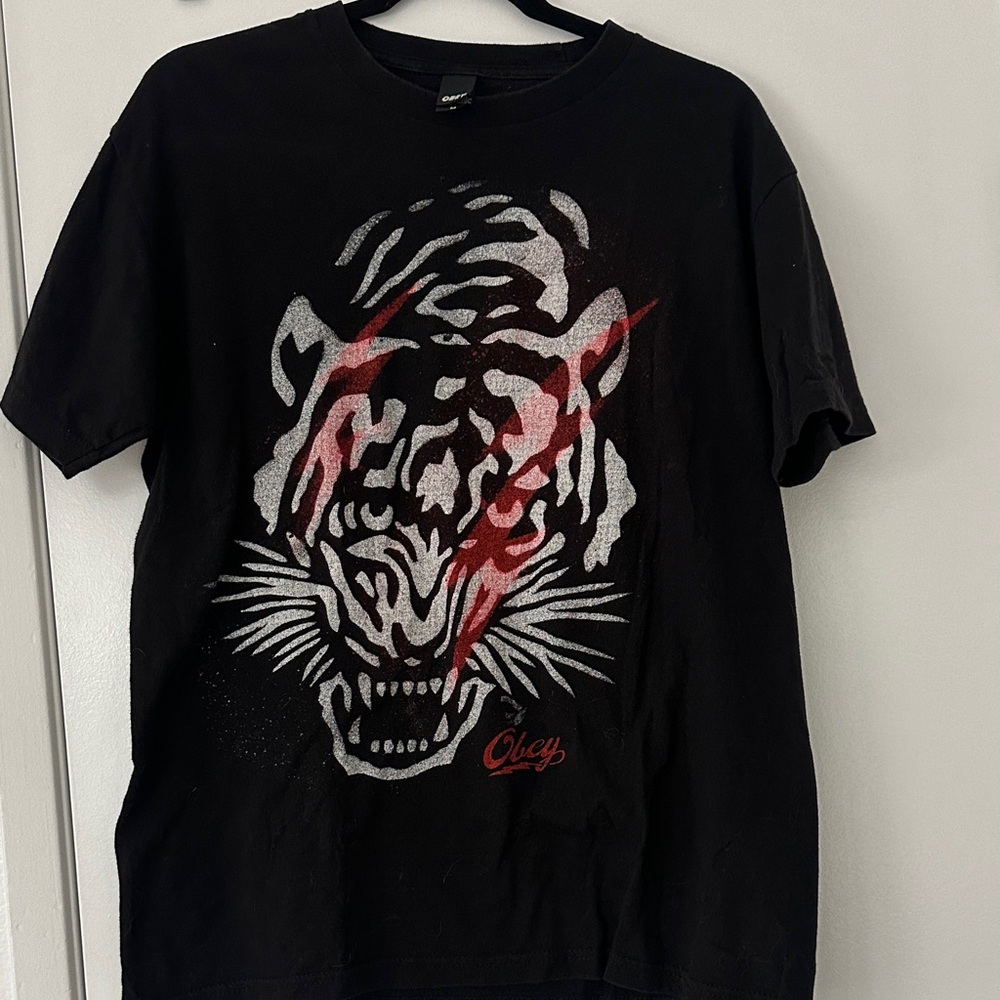 Obey Black Graphic Tiger T-Shirt